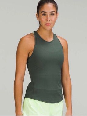 Lululemon Dark Olive Ribbed Athletic Ribbed Tank Top